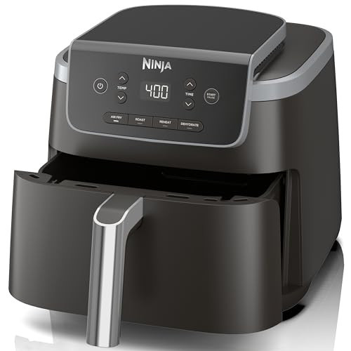 Ninja | Air Fryer | 4-in-1 Pro Air Fry, Roast, Reheat, Dehydrate | 5QT Capacity fits up to 4lbs of French Fries | 400F Max Temp | Nonstick Basket & Crisper Plate | 120V | Grey | AF141 | Amazon (US)