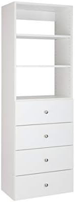 Modular Closets Vista Collection Wood Built in Shelf Tower Closet Organizer Unit with 4 Drawers (... | Amazon (US)