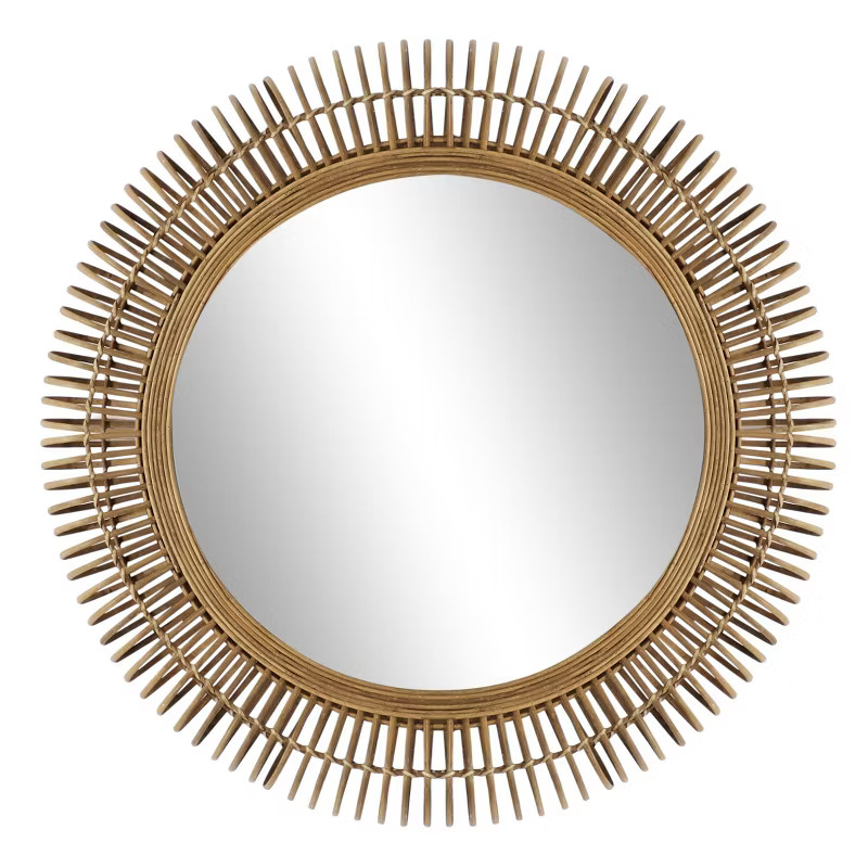 32" Large Round Natural Wicker Wall Mirror - Olivia & May | Target