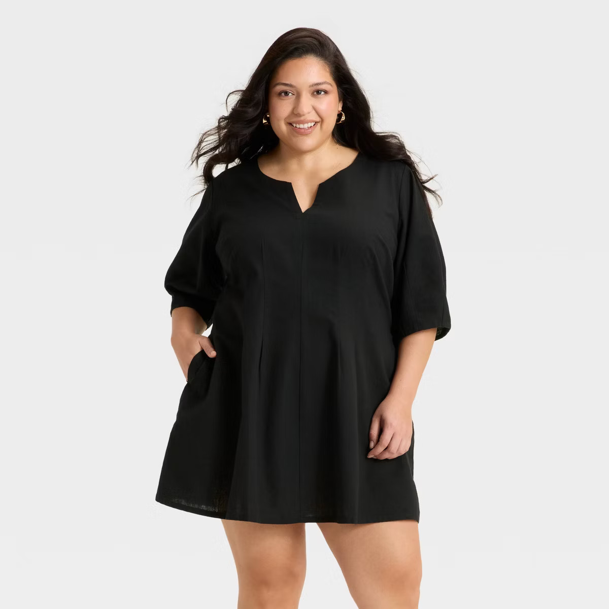 Women's Puff Short Sleeve Corset Mini A-Line Dress - A New Day™ Black 17 | Target