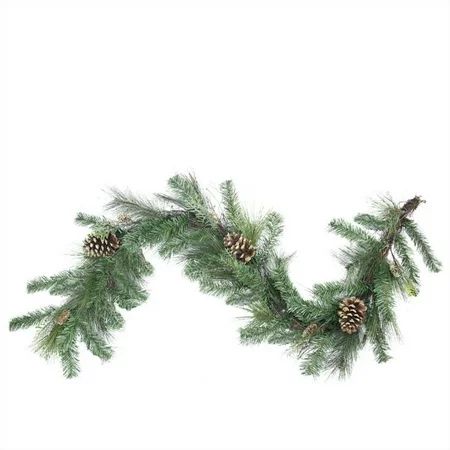 6' x 14"" Artificial Mixed Pine with Pine Cones and Gold Glitter Christmas Garland - Unlit | Walmart (US)