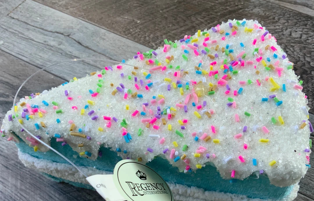 Cake Slice, Ornament, Frosted Cake Slice, Blue, Sprinkles, Frosted Sprinkles Cake Slice Ornament,... | Etsy (US)