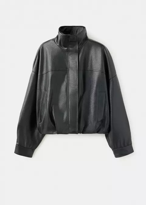 Leather effect jacket with collar | Mango (US/MX/AU)