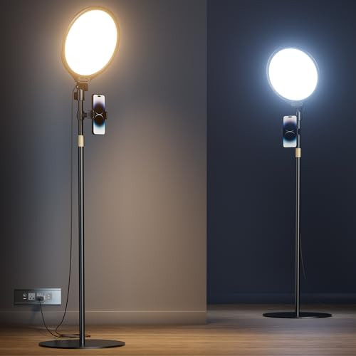 10.5" Ring Light with Stand and Phone Holder - 72" Tripod for iPhone with Light, Professional Led Ringlight for Video Recording/Make up/Streaming, Full Screen Light Ring for YouTube, Tiktok (Black) | Amazon (US)