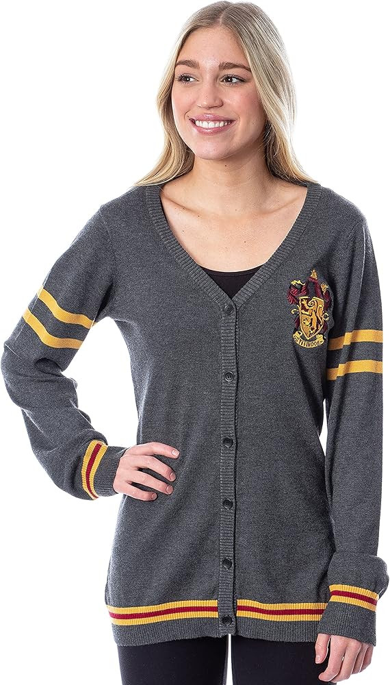 Harry Potter Womens' Slytherin House Crest Open Front Cardigan Juniors Knit Sweater | Amazon (US)