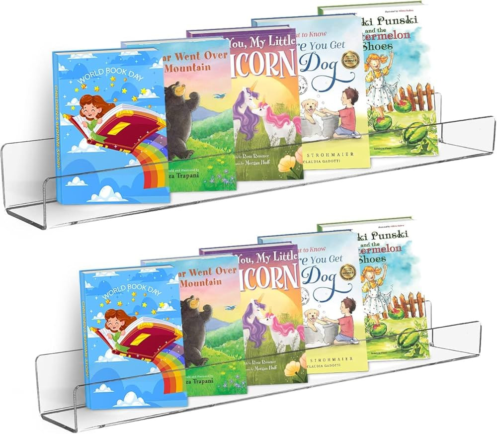 JUOIFIP Acrylic Floating Shelf for Wall 2 Pack, 24” 5MM Extra Thick Kids Shelves and Storage fo... | Amazon (US)