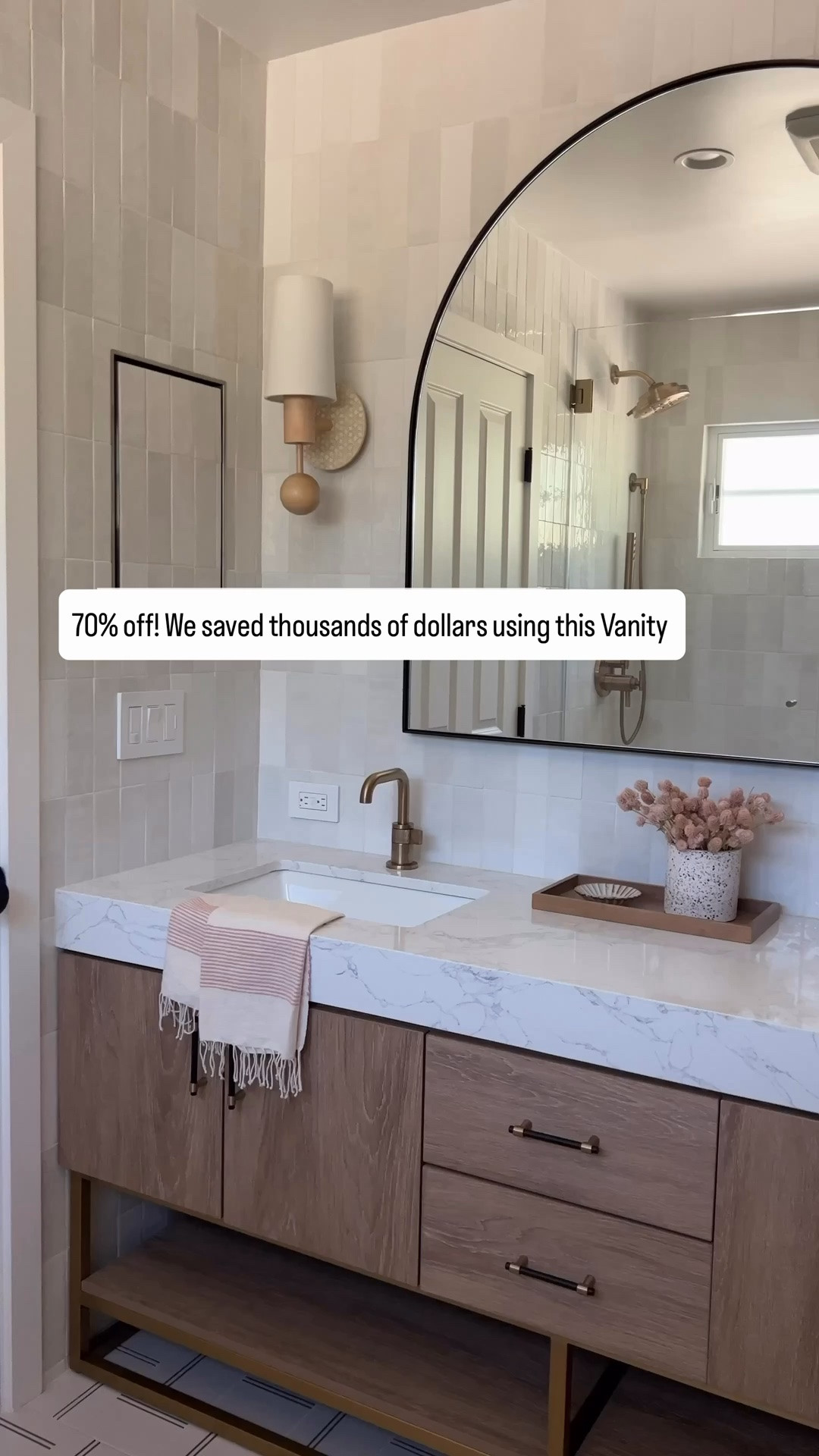 This Vanity looks custom and we save thousands of dollars! Comes in so many different sizes. The extra thick countertops make it look extra Luxe. Great quality at an amazing price and on sale for Wayfair Fourth of July clearance event. ￼

#LTKHome #LTKSaleAlert
