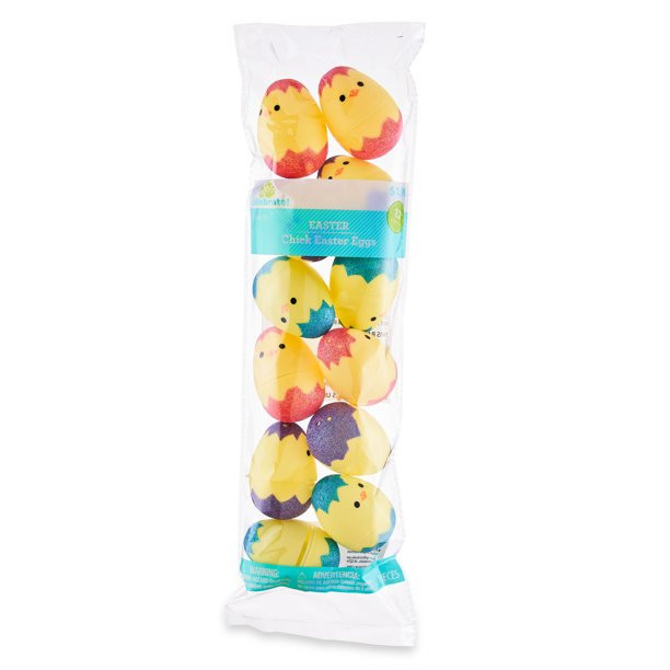 Way To Celebrate Easter 43 MM Plastic Easter Eggs with Glittery Chicks, 12 Count - Walmart.com | Walmart (US)