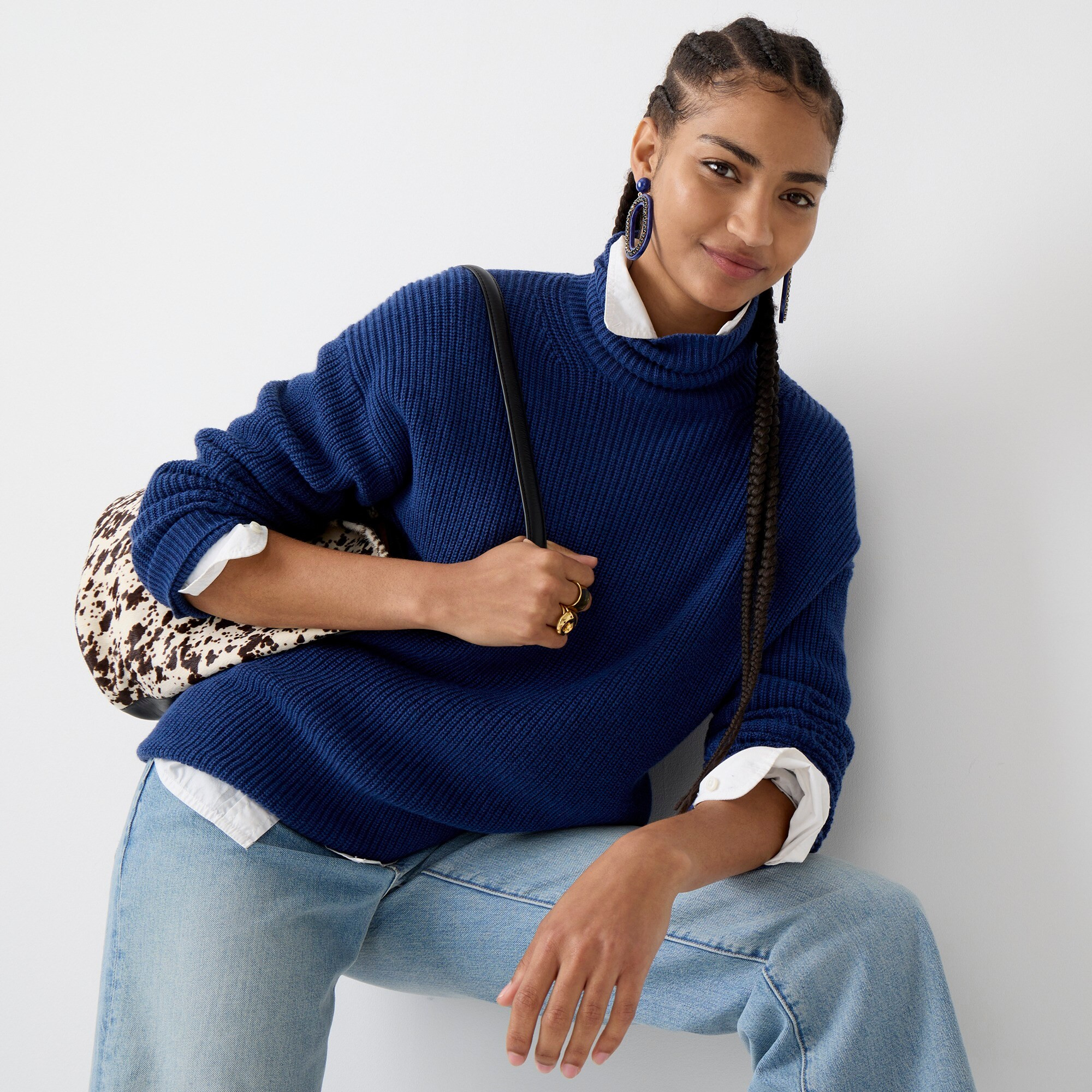 Ribbed cotton-cashmere relaxed turtleneck sweater | J. Crew US