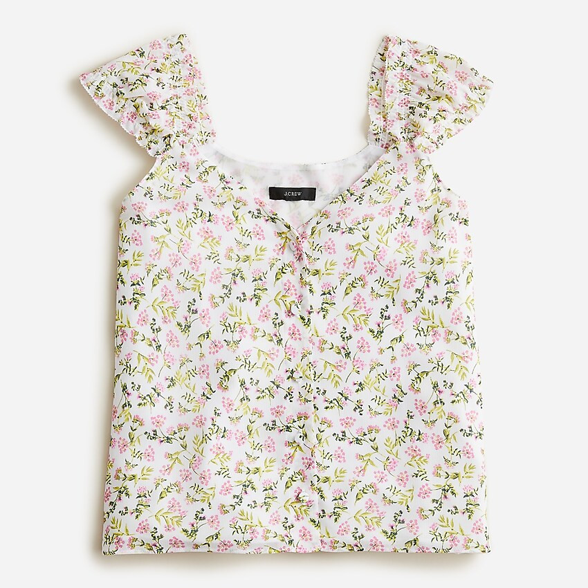 Cap-sleeve crinkle chiffon top in meadow floral | J. Crew US