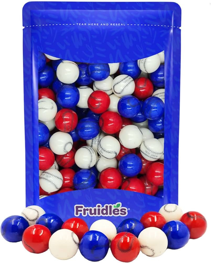 Patriotic Baseball Gum Balls Fruit Flavored, USA Patriotic Red, White, and Blue Candy Gum Buffet ... | Amazon (US)