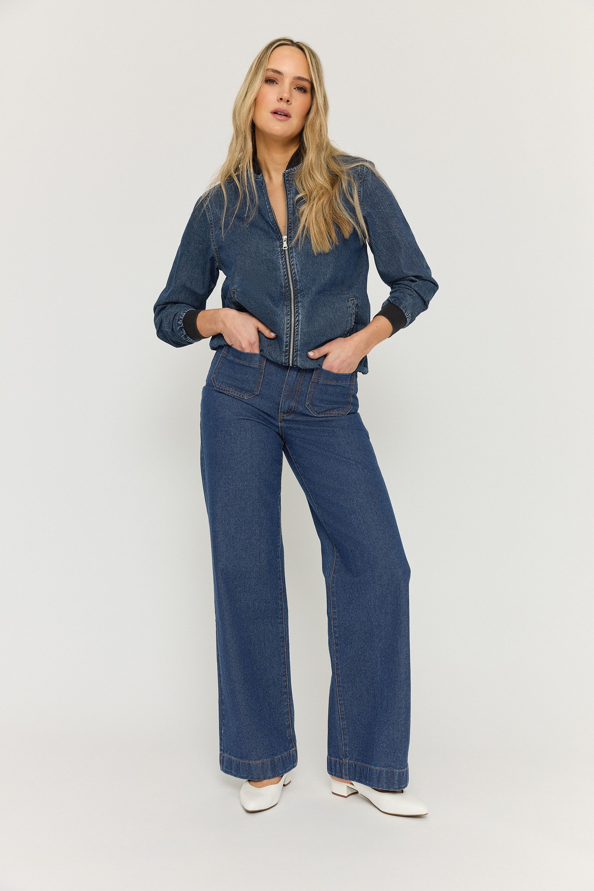 LTS Tall Indigo Blue Pocket Detail Wide Leg Jeans | Long Tall Sally