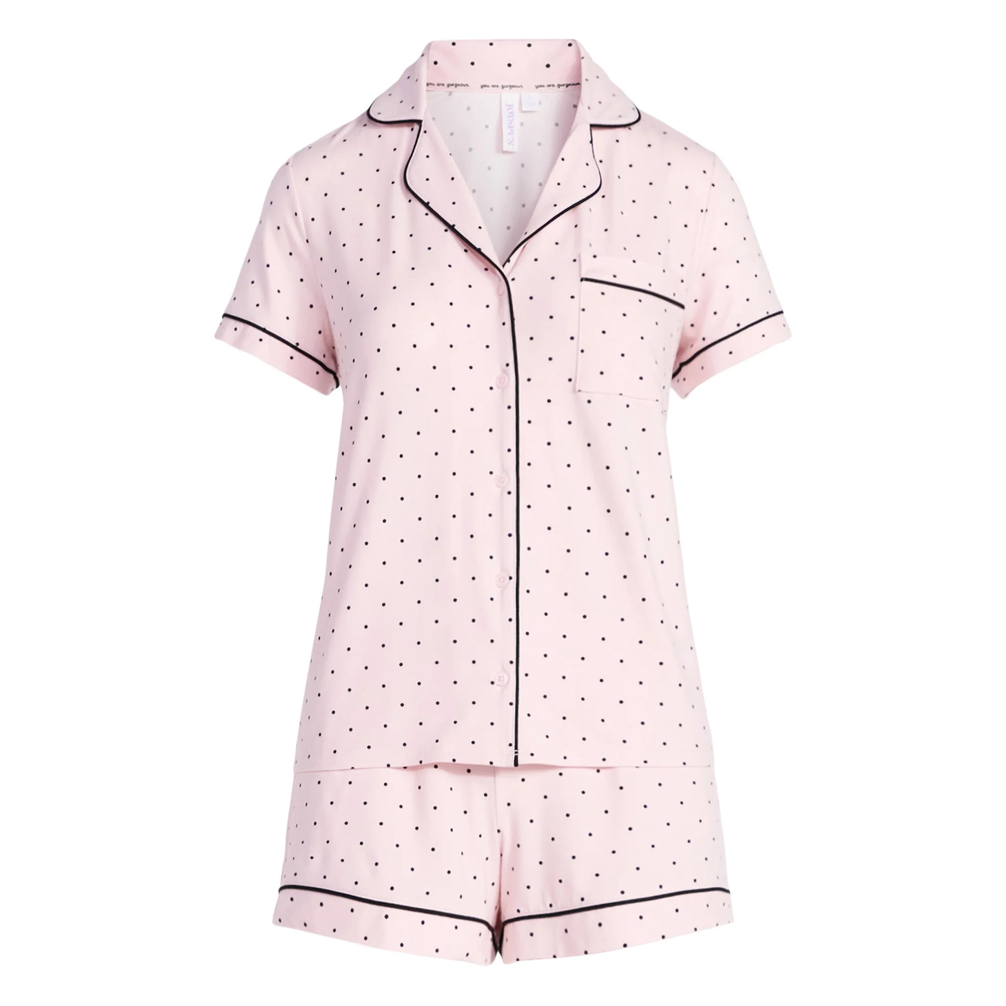 Joyspun Women's Dreamy Soft Collection Notch Top and Shorts Pajama Set, 2-Piece, Sizes XS-3X | Walmart (US)