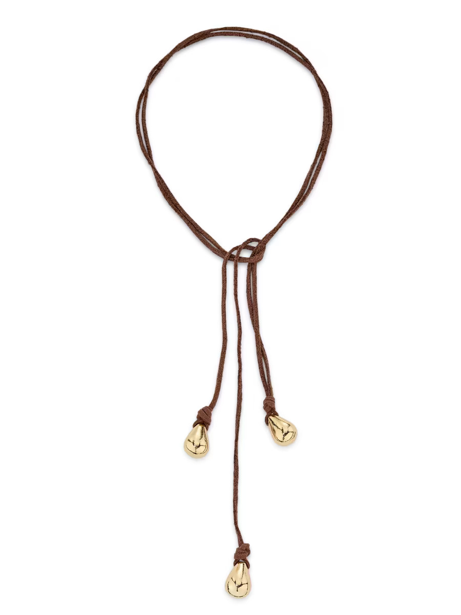 Ramy Brook Yara Goldtone &amp; Suede Lariat Necklace | Saks Fifth Avenue | Saks Fifth Avenue