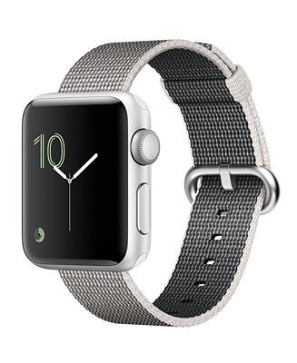 Apple Watch Series 2 38mm Silver-Tone Aluminum Case with Pearl Woven Nylon Band | Macys (US)