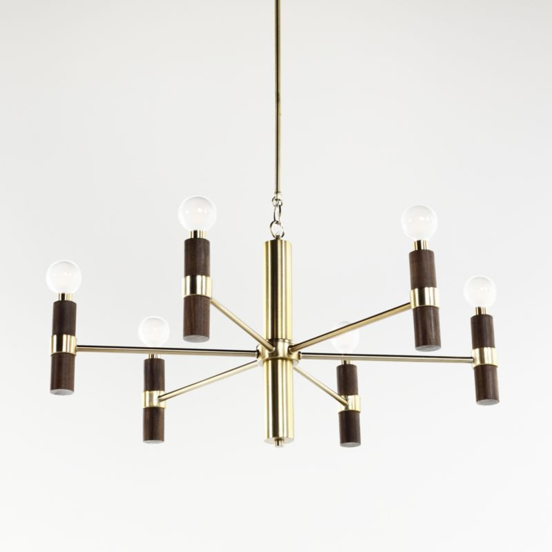 Trey Brass & Walnut Chandelier + Reviews | Crate & Barrel | Crate & Barrel