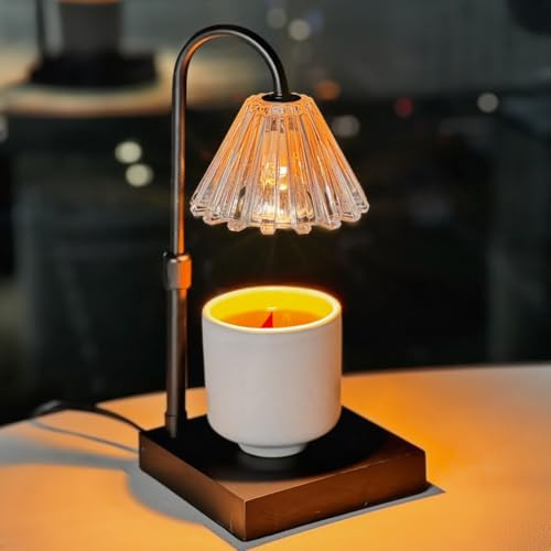 Candle Warmer Lamp with Timer and Dimmer & Includes 2 Bulbs, Electric Wax Candle Lamp Warmer for Jar Candles, Home Decor Aesthetic, and House Warming Gifts - Black Glass | Amazon (US)