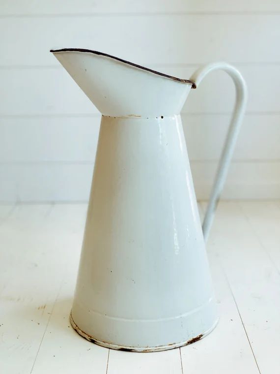 Antique French Enamelware Pitcher | Etsy (US)