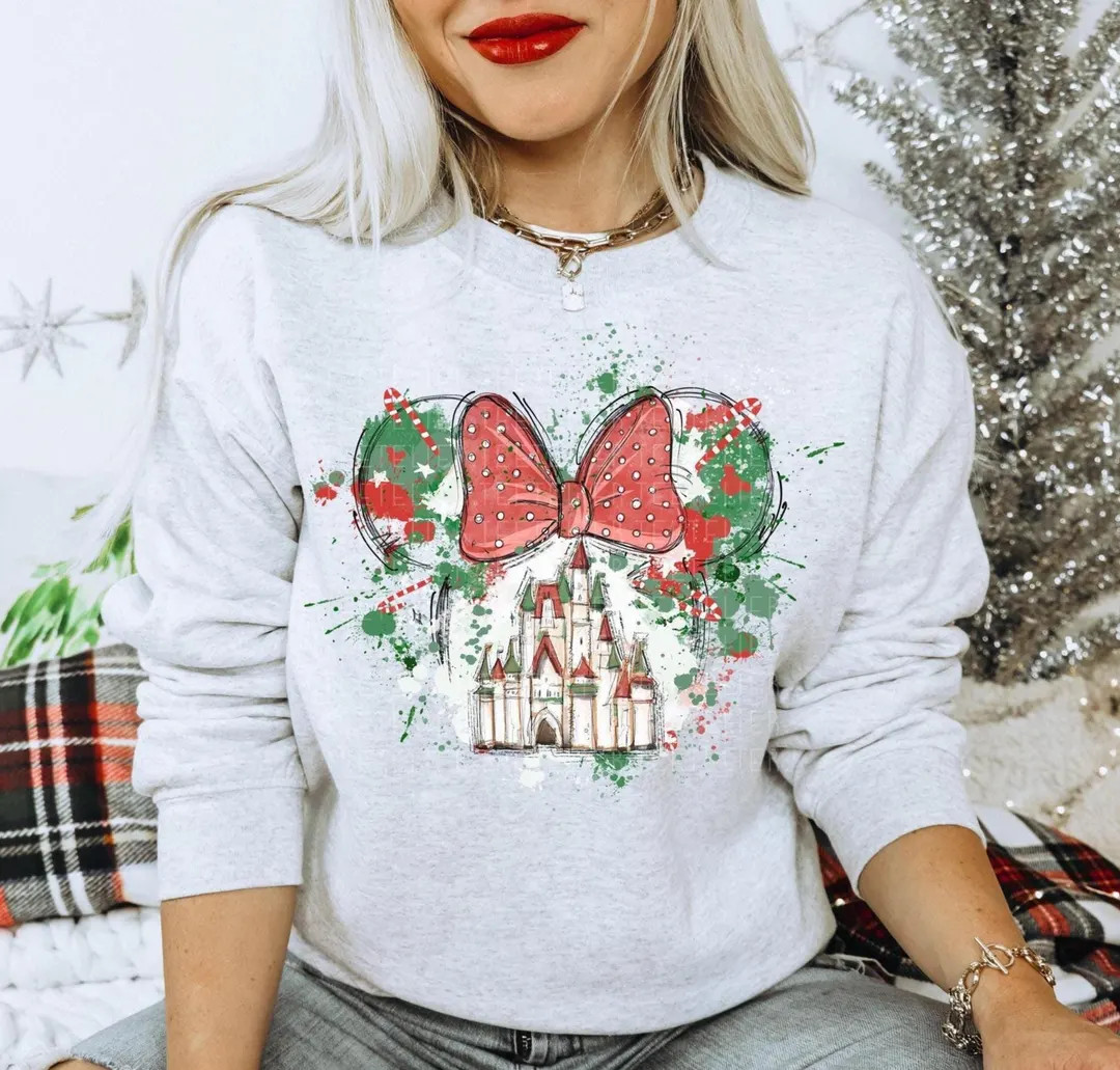 Christmas Castle Sweatshirt Retro Xmas Sweater Happiest Place Christmas Magical Mouse Ears Shirt ... | Etsy (Global)