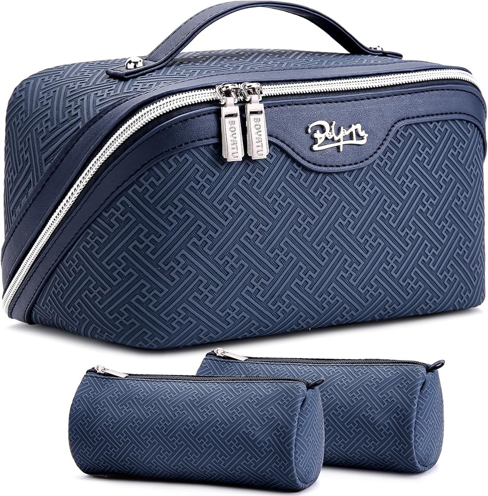 BOYATU Travel Makeup Bags for Women: Vintage Roman Column Texture Large Capacity Cosmetic Bag - E... | Amazon (US)