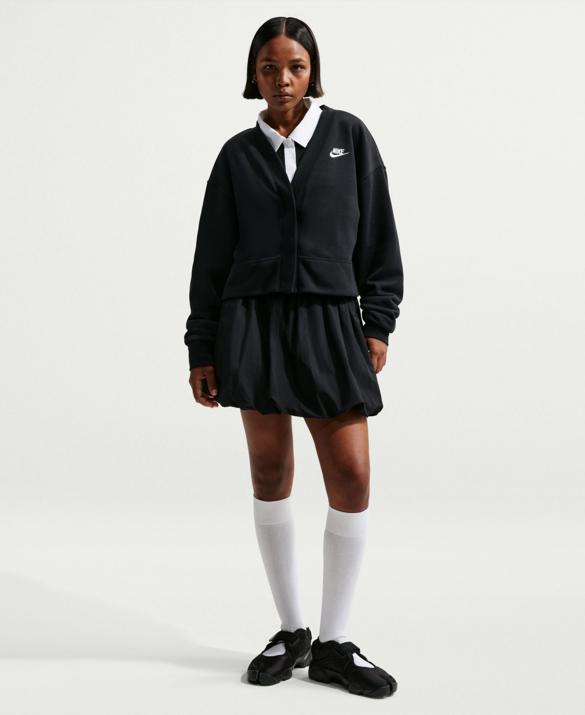 Nike Sportswear Women's Club Fleece Loose Cardigan - Black/white | Macy's