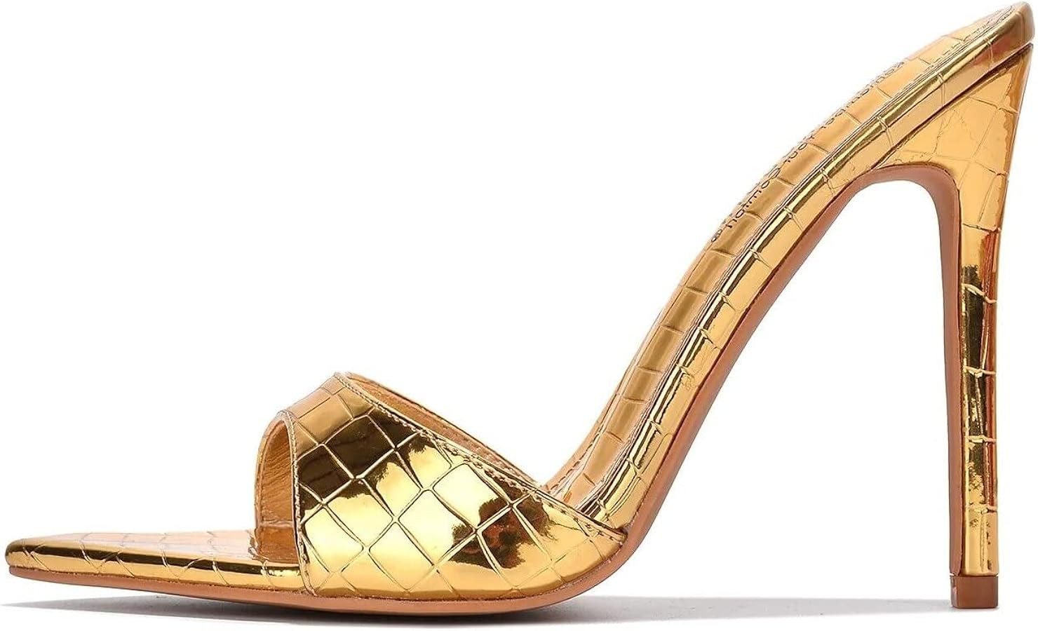 Cape Robbin Kameron Women's Stiletto Slip On Heels, Pointed Toe Heeled Sandals with Faux Rhinesto... | Amazon (US)