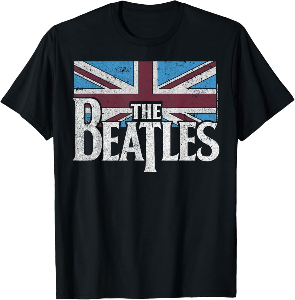 The Beatles British Flag Red, White, and Blue Short Sleeve T-Shirt | Amazon (US)