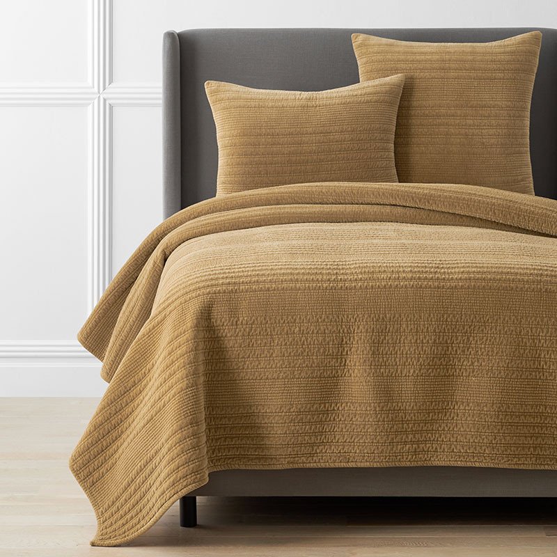 Line Stitch Quilt - Gold, Full/Queen | The Company Store