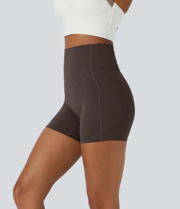 Women’s Halara UltraSculpt™ High Waisted Tummy Control Side Pocket Shaping Training Biker Sho... | HALARA