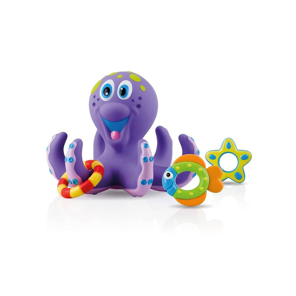 Nuby Floating Octopus Toy with 3 Hoopla Rings - Baby Bath Toy for Boys and Girls - 18+ Months - P... | Amazon (US)
