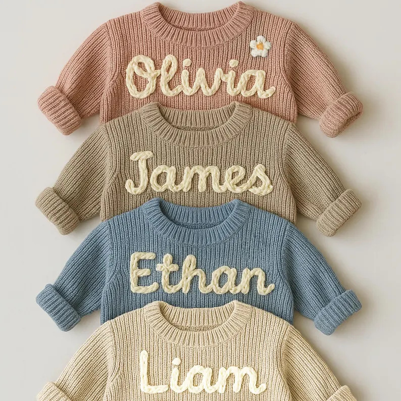 Personalized Baby Name Sweater, Custom Newborn Knit Baby Name Sweater, Baby Announcement Gifts, B... | Etsy (US)