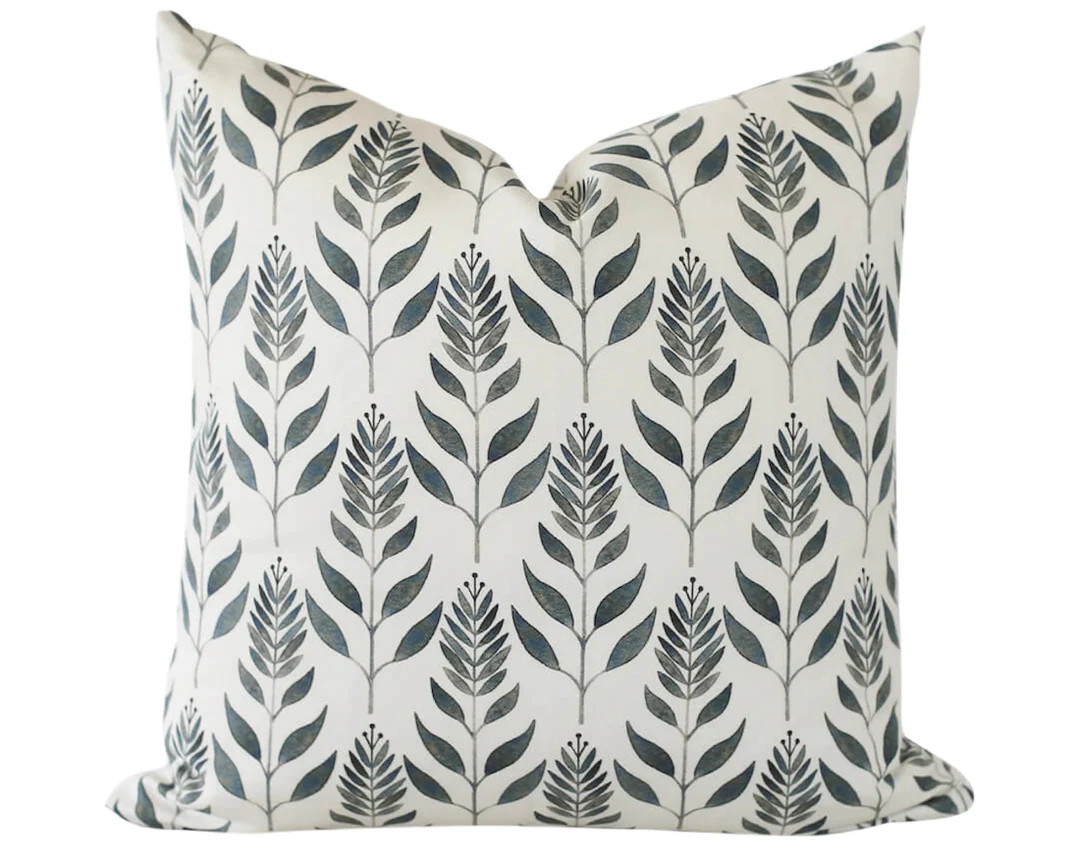 Botanical Print Pillow Covers Green and Cream Botanical - Etsy | Etsy (US)