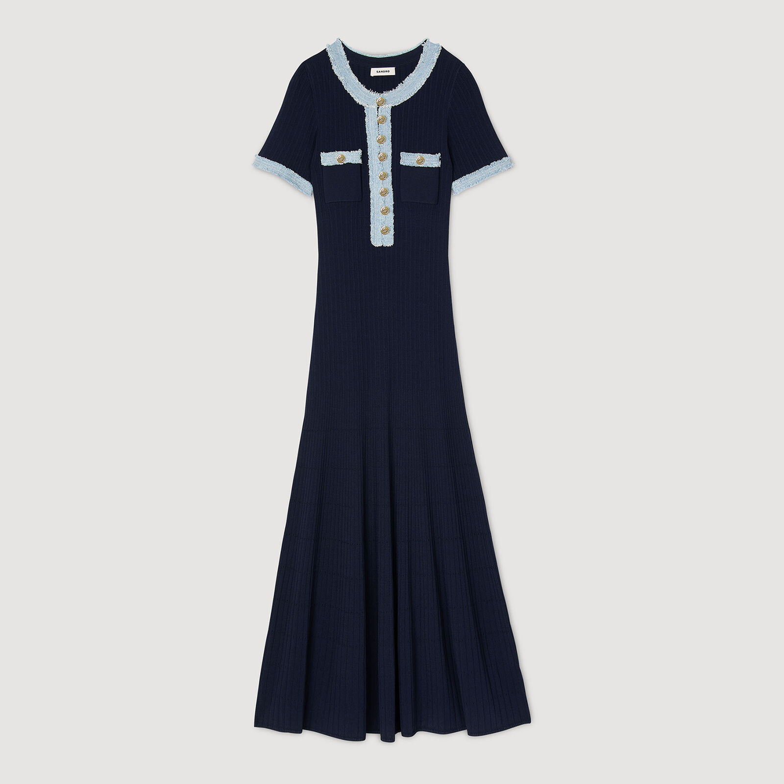 Knit and denim maxi dress | Sandro US | Sandro-Paris US