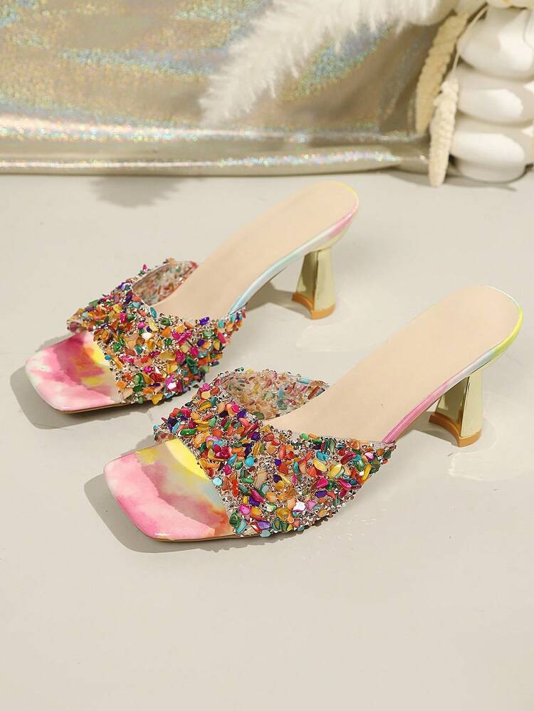 Women's Rhinestone Embellished Stiletto Sandals, Party/Date Night Wear,Summer Shoes | SHEIN