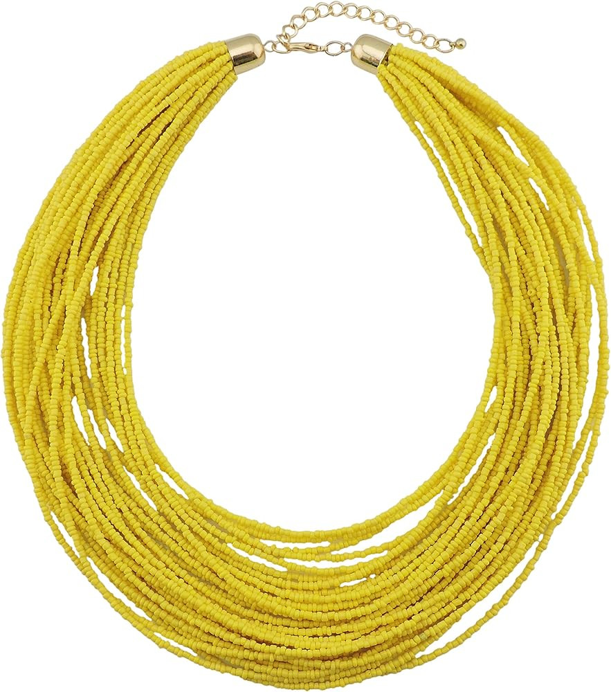 Bocar Multi Layer Chunky Bib Statement Seed Beads Cluster Collar Necklace for Women Gift (NK-1035... | Amazon (US)