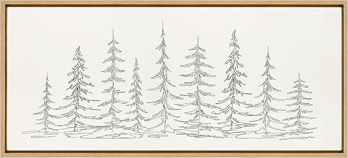 Kate and Laurel Sylvie Minimalist Evergreen Trees Sketch Framed Linen Textured Canvas Wall Art by... | Amazon (US)