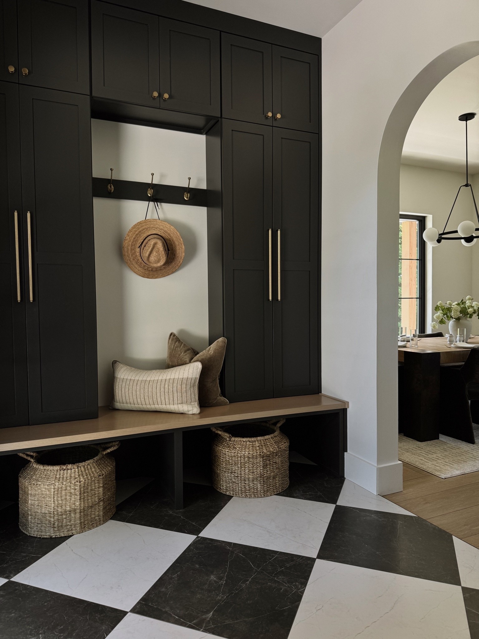 Moody organic modern mudroom design 🖤

Cabinetry color: Sherwin Williams Iron Ore

#LTKHome #LTKSeasonal #LTKSaleAlert