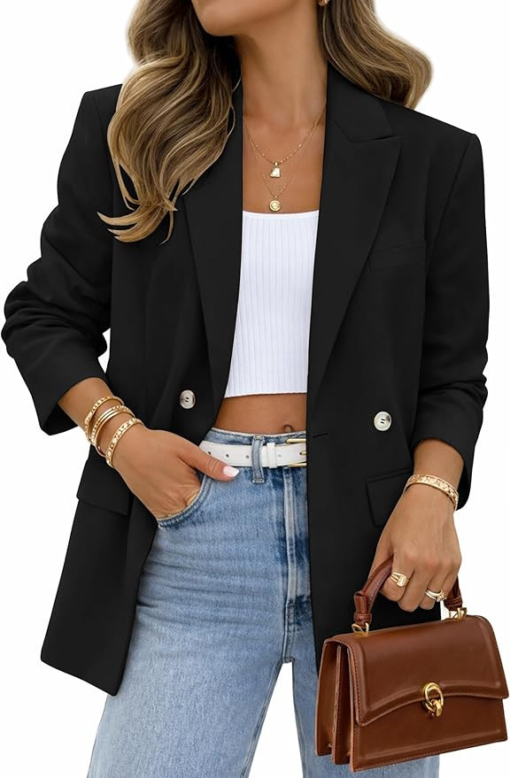 Lazysmile Blazers for Women Business Casual Long Sleeve Lapel Open Front Suit Jacket Office Work ... | Amazon (US)