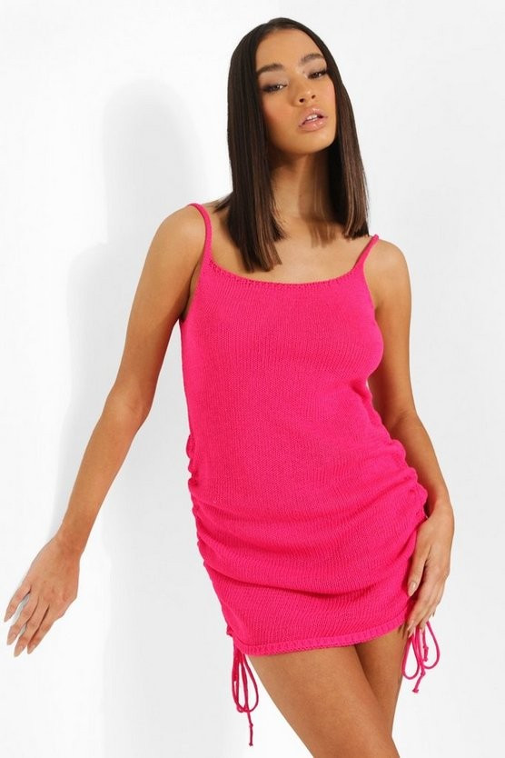 Ruched Knitted Dress | Boohoo.com (US & CA)