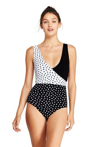 Women's V-neck One Piece Swimsuit Print | Lands' End (US)