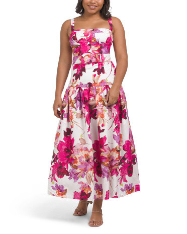 Linen Blend Lidia Bustier Drop Waist Dress | TJ Maxx