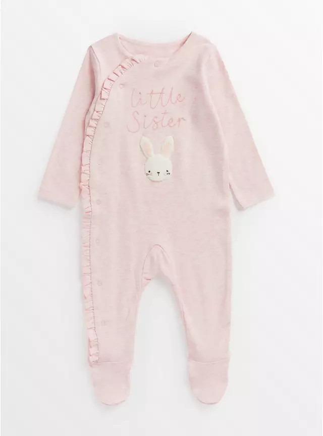 Buy Pink Bunny Little Sister Sleepsuit  9-12 months | Sleepsuits and pyjamas | Tu | Tu Clothing