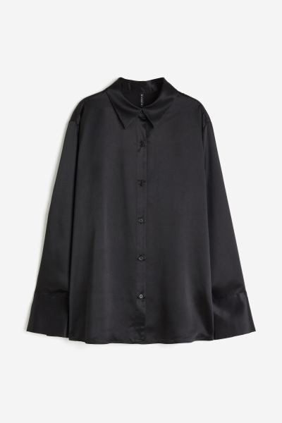 Satin Shirt - Black - Ladies | H&M US | H&M (US + CA)