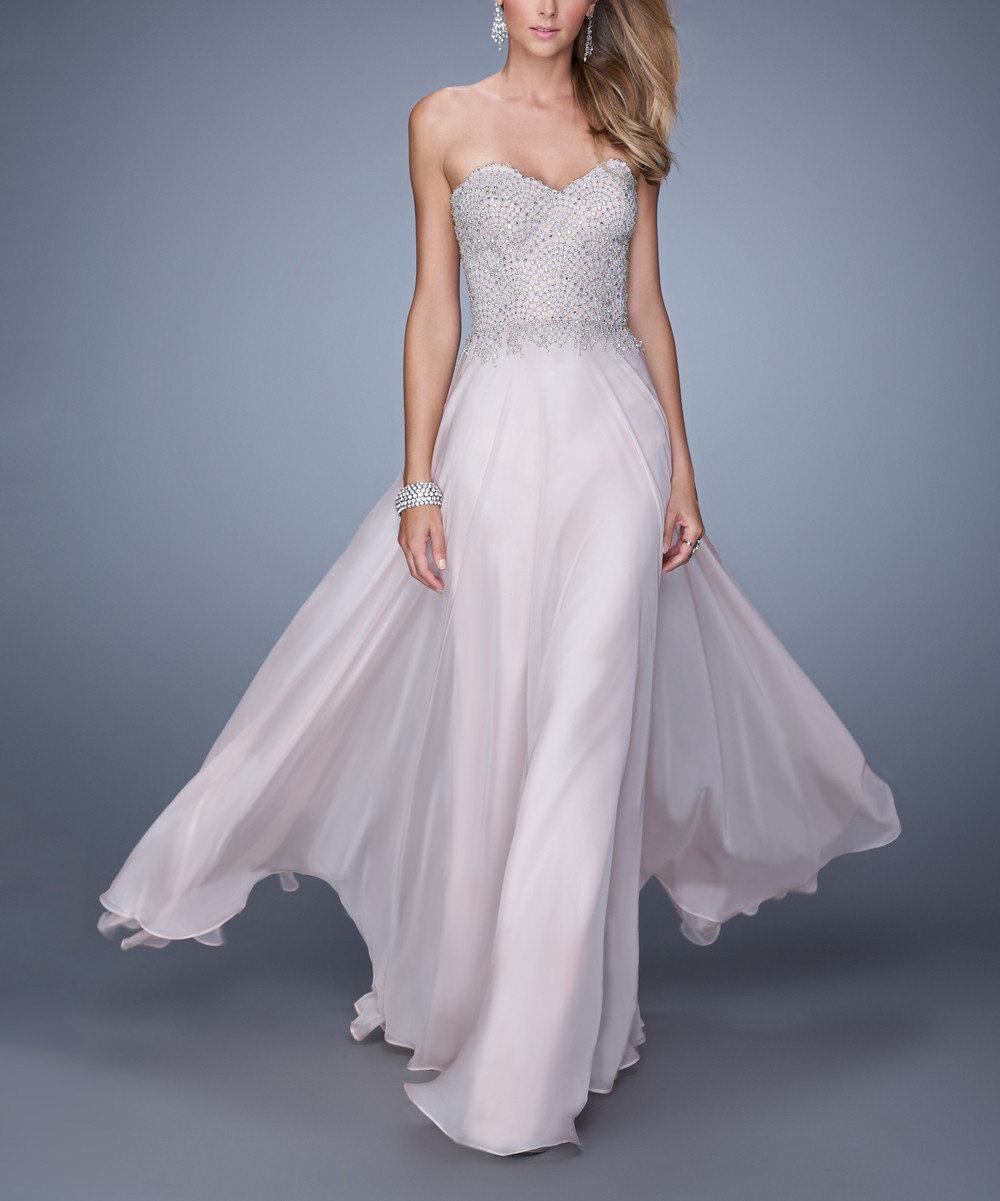 La Femme Women's Special Occasion Dresses Blush - Blush Rhinestone-Bodice Sweetheart Strapless Gown  | Zulily