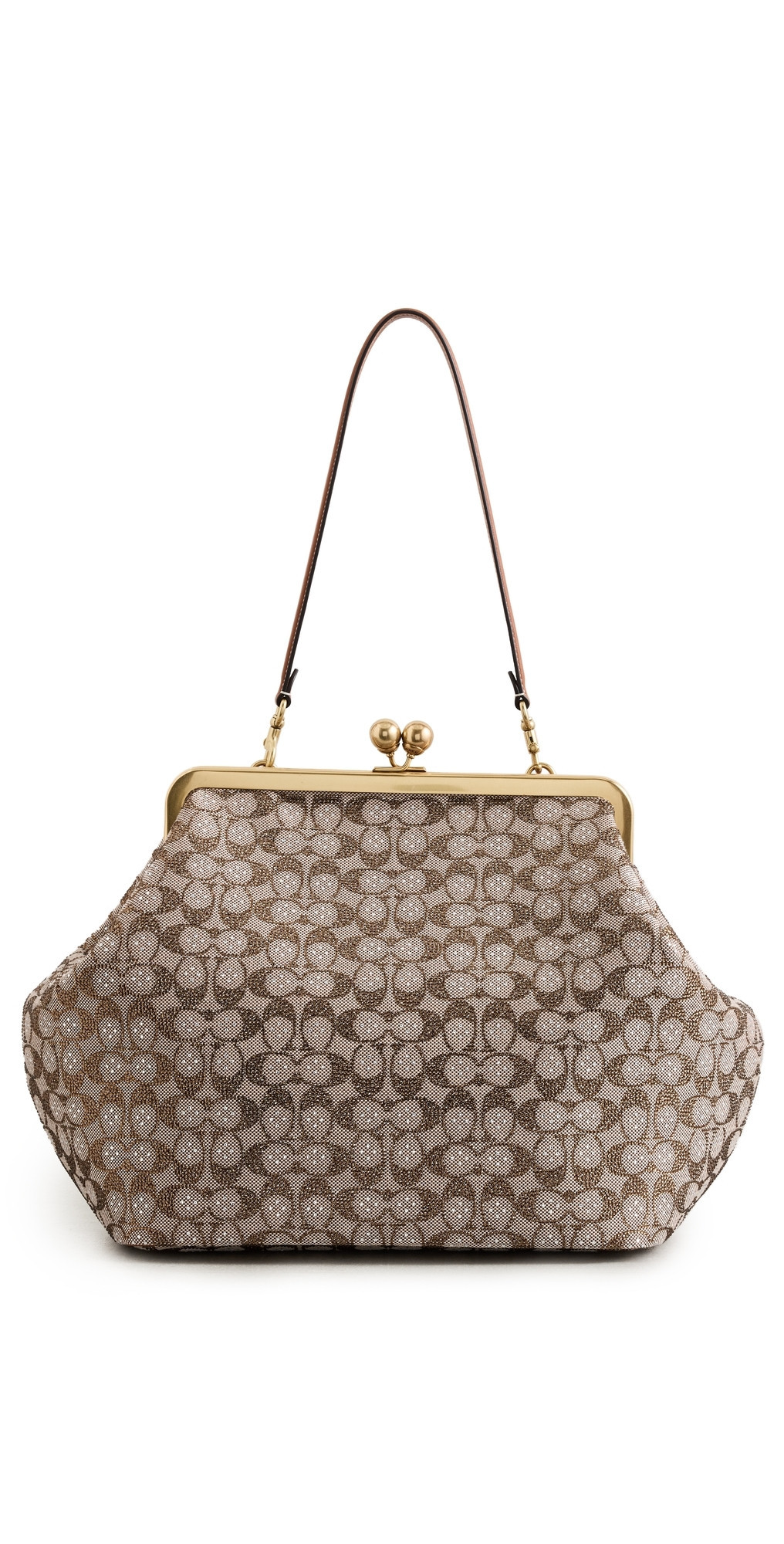 Coach Crystal Signature Jacquard Large Kisslock Bag B4/Burnished Amber One Size | Shopbop