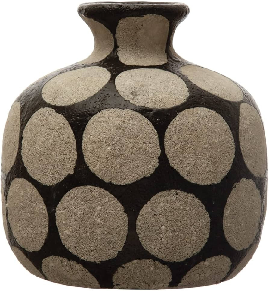 Creative Co-Op Terracotta Wax Relief Dots, Black and Natural Vase | Amazon (US)