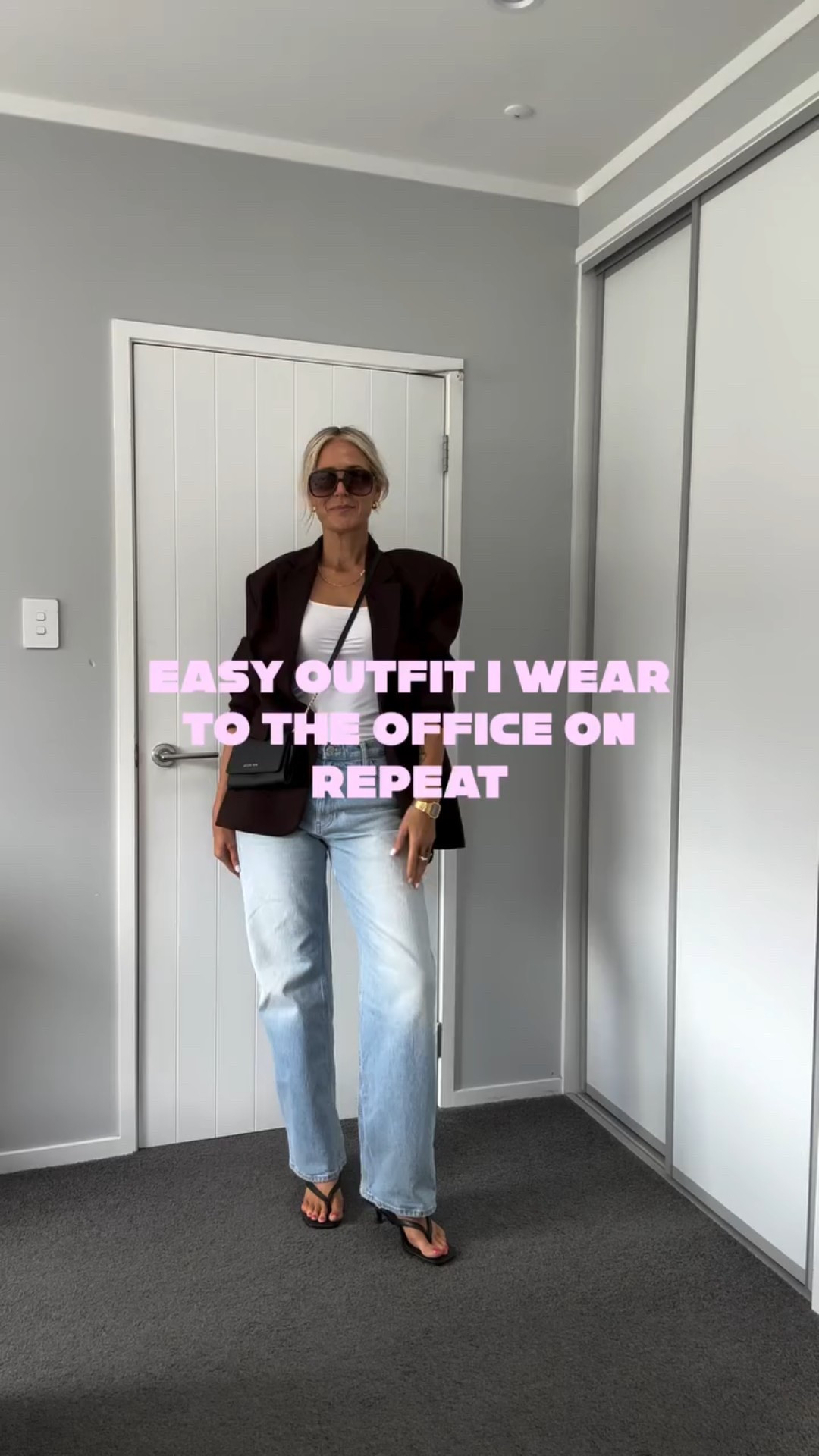 Easy outfit I wear to the office - on repeat.
Nothing complicated. Just good jeans, a tank, a blazer and done. 

👉🏻 Would you wear this to work?

Glassons boxy fit blazer (last season, low stock)
Kmart tank (last season, I’ve linked similar)
Zara jeans (last season, I’ve linked similar)
@numberoneshoesandhannahs Otis heels (ad)

If you want to shop similar pieces, I’ve linked them on my LTK.
Check my bio for link and I’ll add link to stories soon 🤍

#officeoutfit 
#elevatedcasual 
#whatiworetowork 
#over40style 
#nzfashion