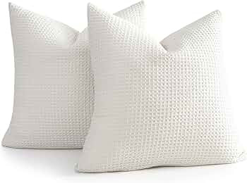 COCOPLOCEUS 26x26 Pillow Covers Set of 2 Euro Shams Cotton Euro Sham Pillow Covers Waffle Weave P... | Amazon (US)