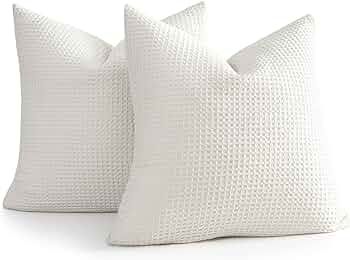 COCOPLOCEUS 26x26 Pillow Covers Set of 2 Euro Shams Cotton Euro Sham Pillow Covers Waffle Weave P... | Amazon (US)