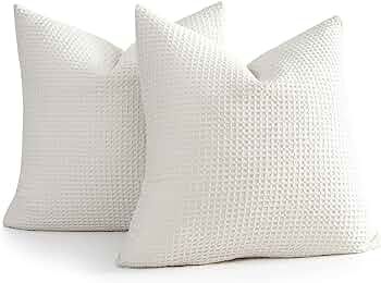 COCOPLOCEUS 26x26 Pillow Covers Set of 2 Euro Shams Cotton Euro Sham Pillow Covers Waffle Weave P... | Amazon (US)